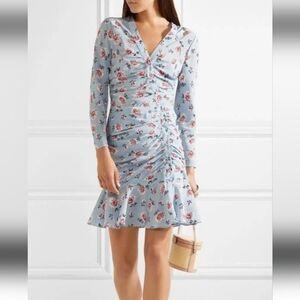 Veronica Beard Rowe 100%silk Dress Sky Blue Multi Size 6